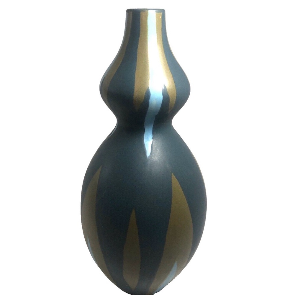 CB2 Modern Abstract Matte Handthrown Ceramic Jester Painted Vase 14" x 6" - Picture 2 of 5